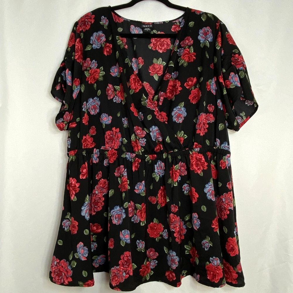Torrid Black Floral Blouse